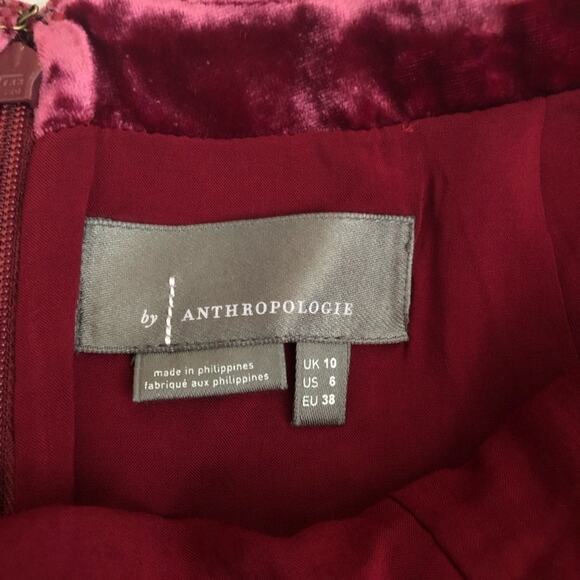 Anthropologie Connie Velvet Mini Skirt Raspberry Red Cherry Red NEW - Picture 4 of 7